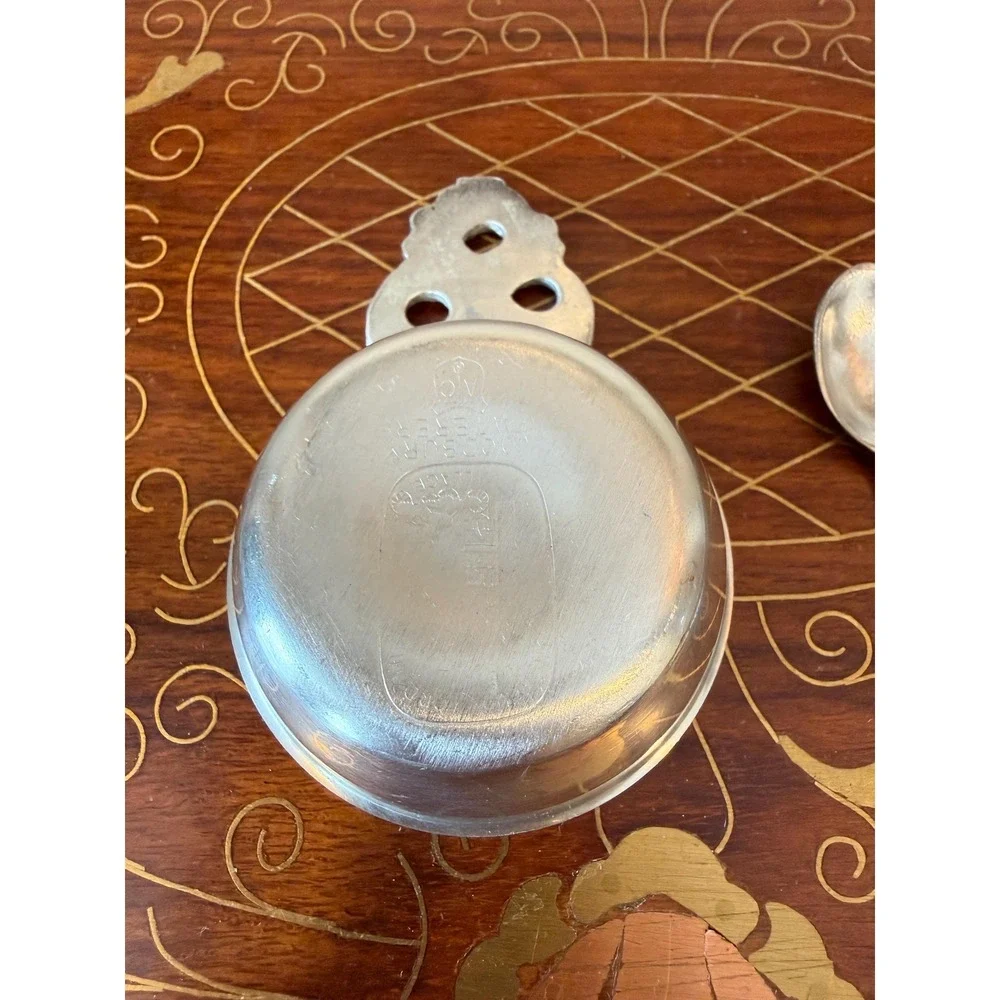 Vintage Woodbury Pewter Salt‎ Cellar with Spoon, 2.25